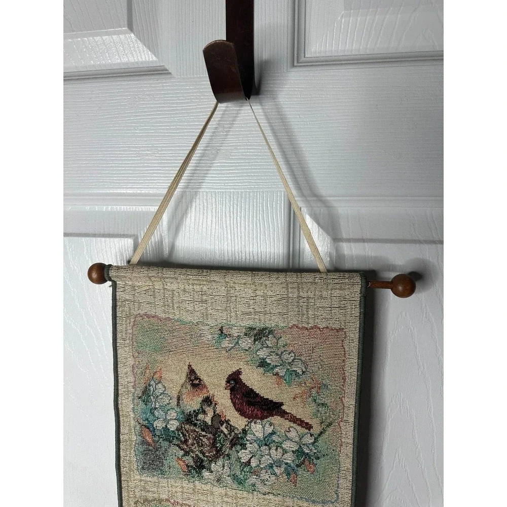 Vintage And all Tapestry Birds Tassel Wood/Weave Songs Of Spring